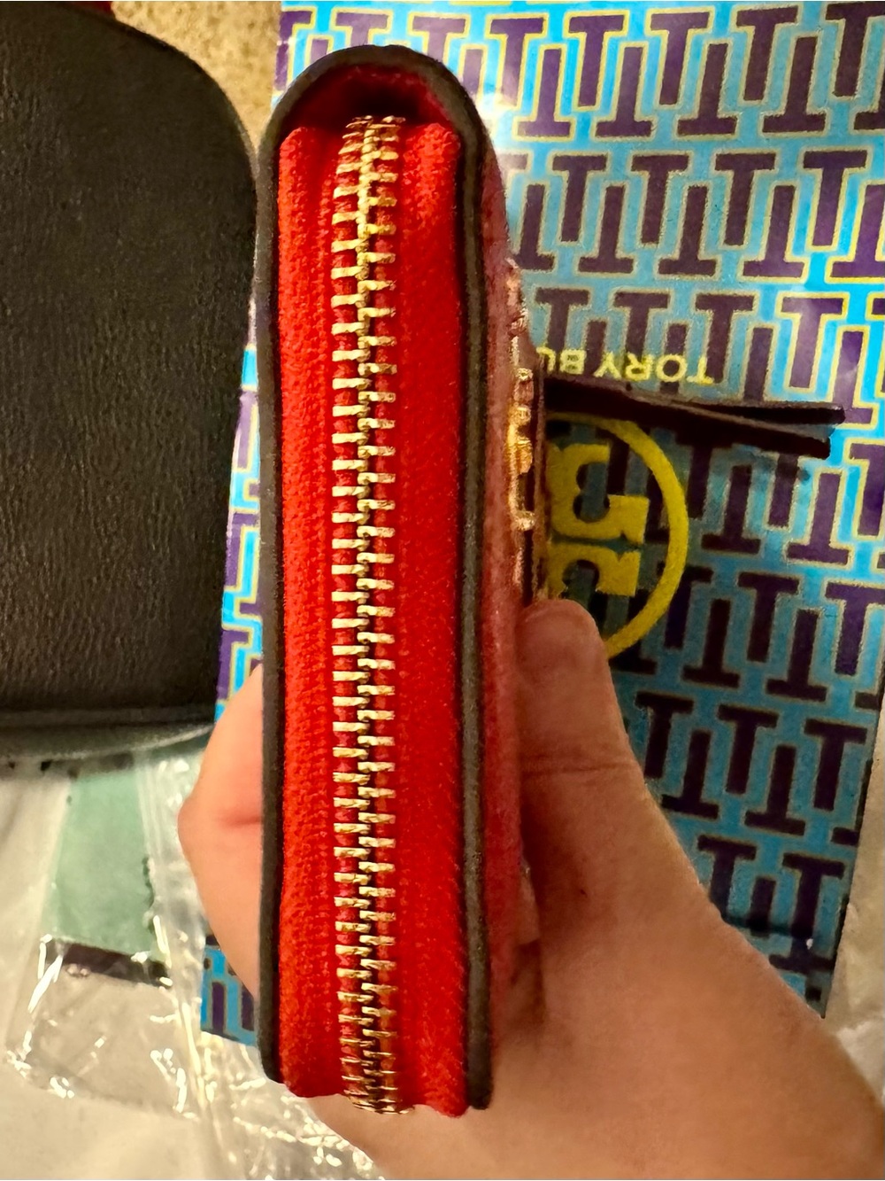 Tory Burch Perry Patchwork Hearts zip continental wallet with heart zipper pull - Picture 12 of 16